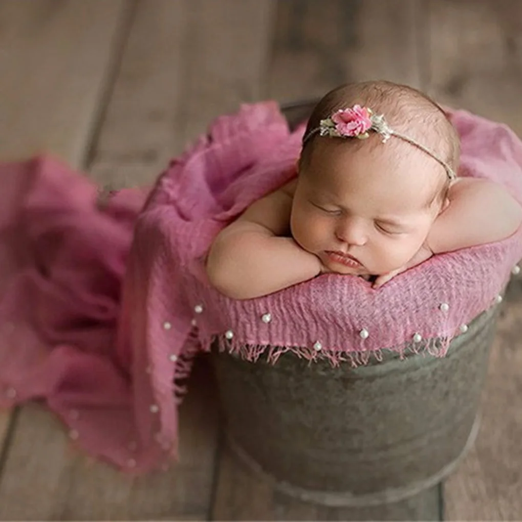 Newborn Photography Props Stretch Wraps Pearl Baby Girl Boy Fotoshooting Posing Prop Infant Shooting Wrap