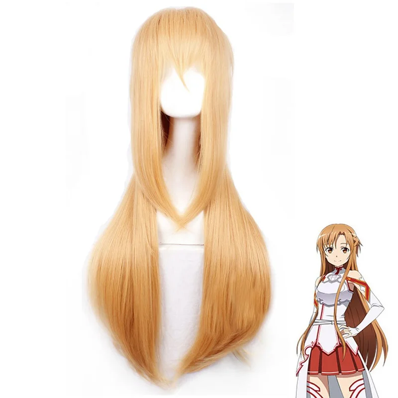 

Anime Sword Art Online Asuna Yuna Cosplay Wig SAO Long Straight Wigs women girls Synthetic Hair Halloween party play Perucas