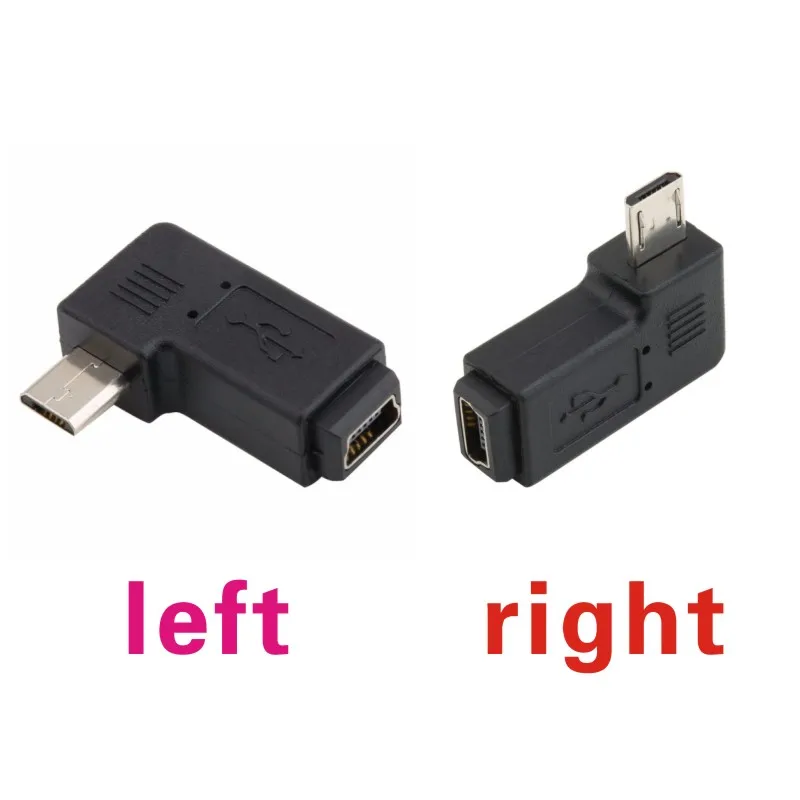 Mini USB Type B Женский к Micro Male 90 градусов Левый Правый Угол адаптер Черный 500 шт|usb type|usb