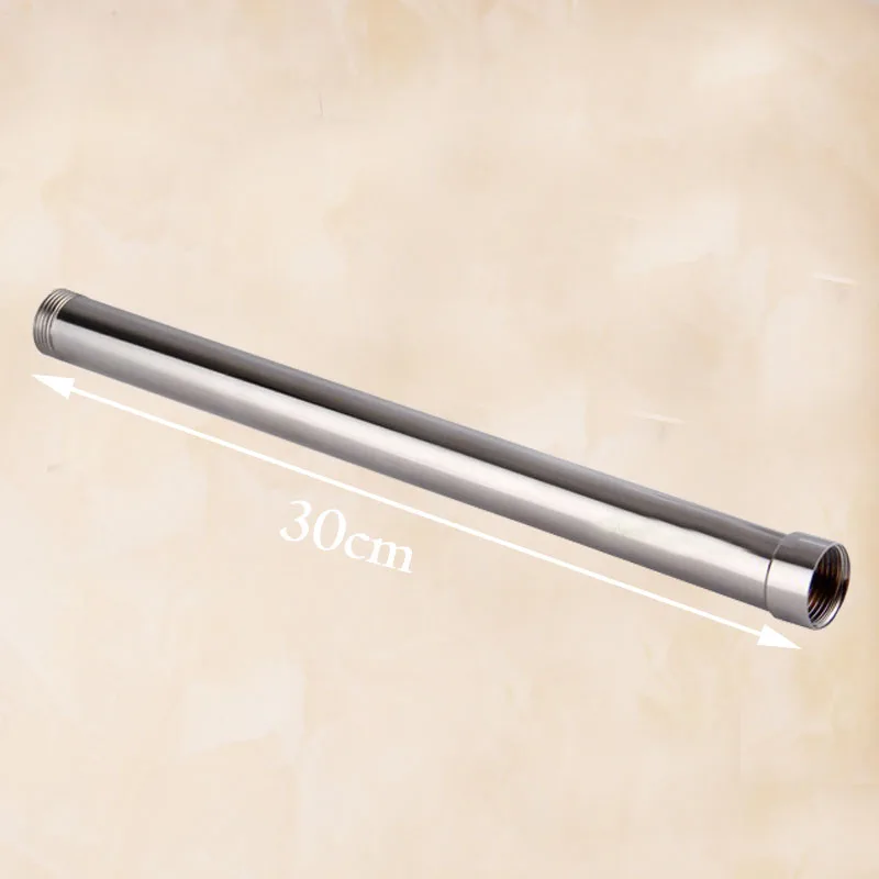 Shower Pipe Extension shower head extender 12" (30CM) Solid Brass Chrome Finish Round Bathroom Shower Faucet Pipe Extension Tube Bar