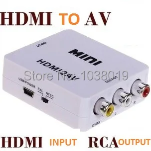 

HDMI to AV / CVBS,Free shipping! Mini HD Video Converter Box L/R Video Adapter HDMI to cvbs+Audio Support NTSC and PAL Output