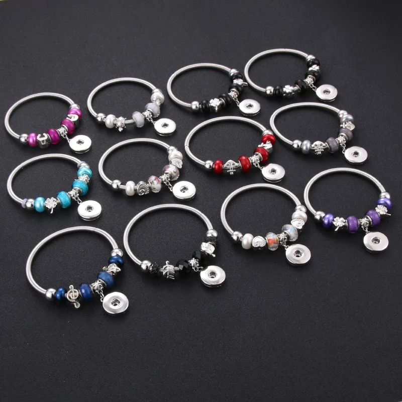 New 18MM Snap Button Bracelet Handmade Imitation Pearl Beads Snap