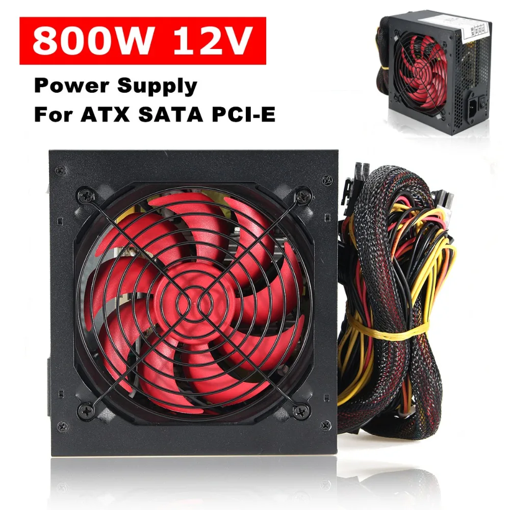 Тихо 800 Вт 800 Вт для Intel AMD PC 12 В ATX Питание SLI PCI-E 12 см вентилятор высокое качество компьютера Питание для BTC - изображение