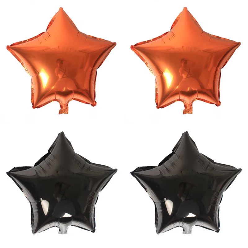 

5pcs 18inch Black/Orange Stars Foil Balloons for Halloween Birthday Party Decoration Supplies Wholesale Solid color Balloon