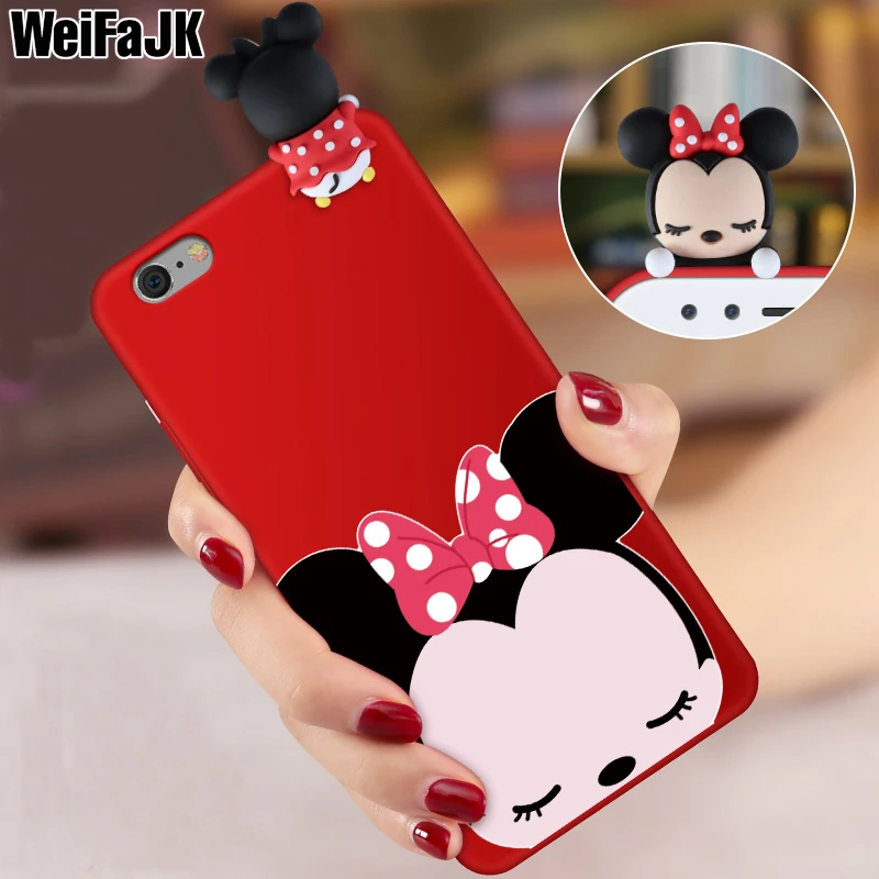 

WeiFaJK 3D Cute Cartoon Silicone Phone Case For iPhone 6 6s 7 Case Red Matte Soft TPU Full Cover For iPhone 6 6s 7 8 Plus X Case
