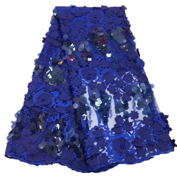 

High Quality Sequin French 2019 Latest Bridal Royal Blue Tulle Fabric Nigeria African Wedding Lace French Net Lace Fabric X1551