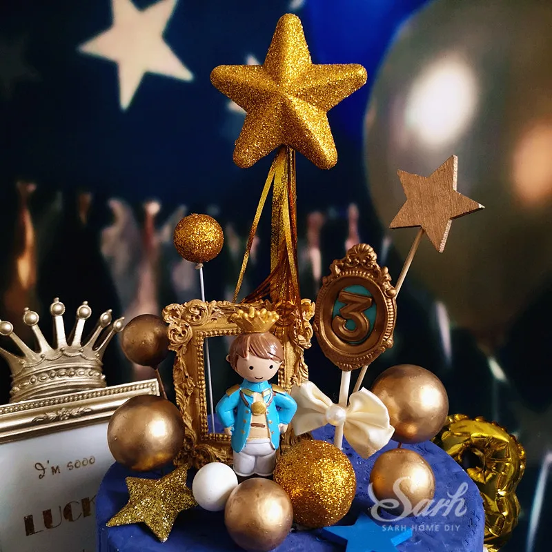 Королевская корона принц Мальчик день рождения торт Топпер десерт украшения вечерние подарки