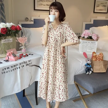 

Summer Womens Breastfeeding Dresses Short Sleeve Cute Flower Print V-Neck Feeding Maternity Pregnancy Clothes