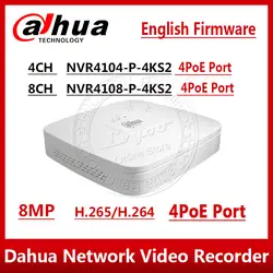 Сетевой видеорегистратор Dahua NVR4104-P-4KS2 NVR4108-P-4KS2 4 k 4ch 8ch Smart 1U 4PoE H.265 Lite Сетевой Видео Регистраторы 8MP cctv система с логотипом