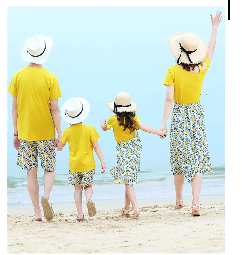 Одинаковые комплекты для семьи, пляжная одежда, футболка для мамы и дочки+ штаны, футболка для папы и сына+ шорты, летняя одежда для мамы, папы и меня