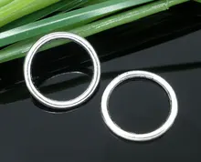 Doreenbeads liga de zinco metal fechado soldada salto anéis redondo antigo prata cor 16mm (5/8
