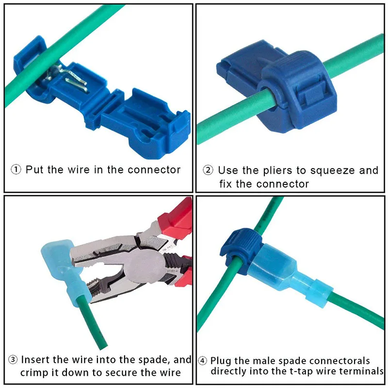 240 шт./120 пар Т-колпачок для проводки клеммы быстрого соединения электрических разъемов самозачистки нейлон полностью изолированный Мужской Лопата