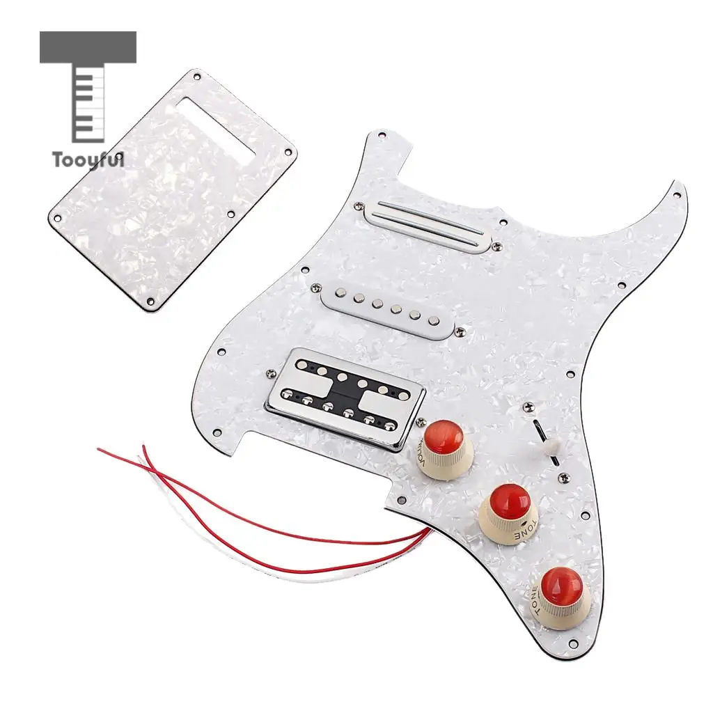 Tooyful 3ply Loaded Prewired Pickguard SSH Pickup with Back Plate for ST Electric Guitar Parts