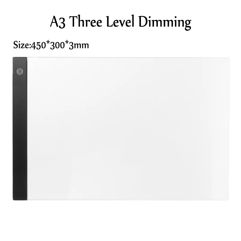 VKTECH A3 A4 A5 светодиодный графический планшет с регулируемой яркостью USB СВЕТОДИОДНЫЙ светильник коробка копировальная доска графический планшет Алмазный коврик для рисования - Цвет: A3 3-Level Dimming