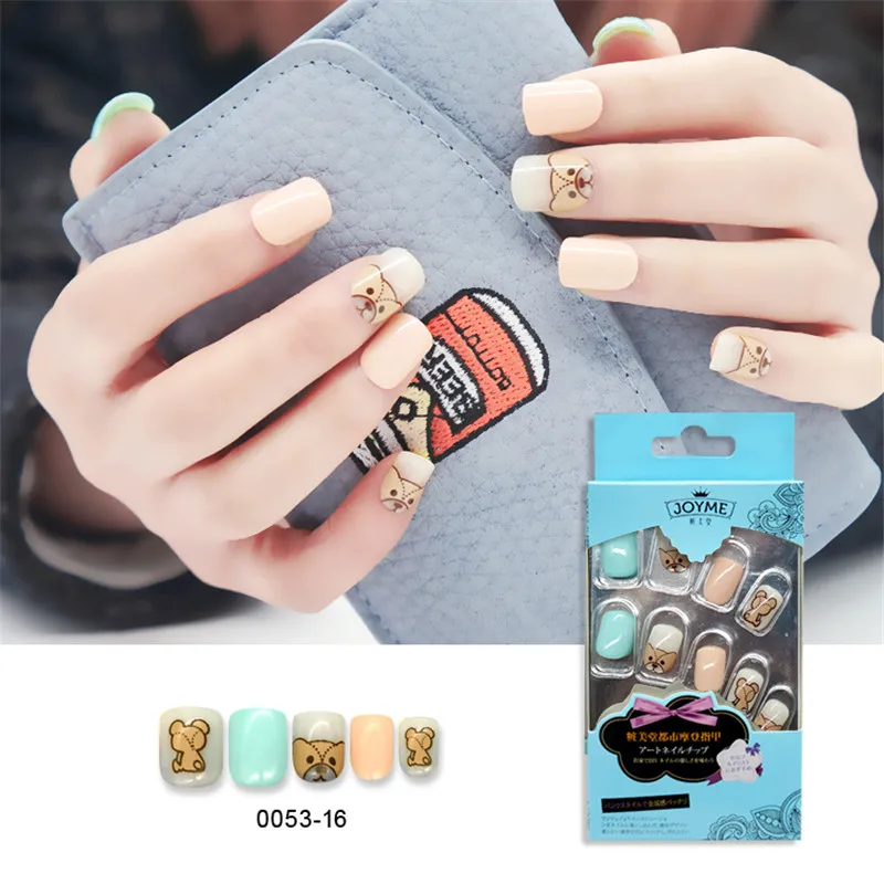 

Cute Dog Children Fake Nail Tips Kids Press on Full Cover False Nails Girls Gift Nails Art New Designs Decoration