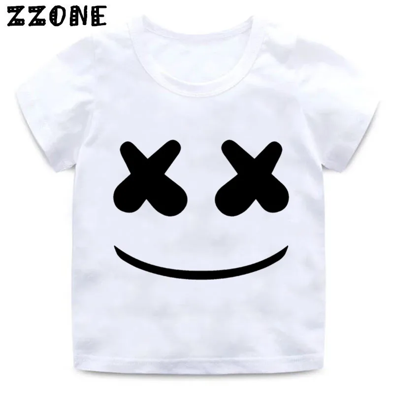 Футболка для мальчиков и девочек с принтом мордочки и улыбки детская футболка в стиле хип-хоп Детская летняя повседневная одежда ooo343 - Цвет: whiteA