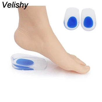 

Velishy 1 Pair Men Silicon Gel Heel Cushion Insoles Soles Relieve Foot Pain Protectors Spur Support Shoe Pad High Heel Inserts