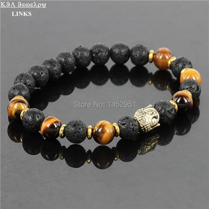 Hot Sale font b Jewelry b font Black Lava Energy Stone Beads And Tiger Eye Nature