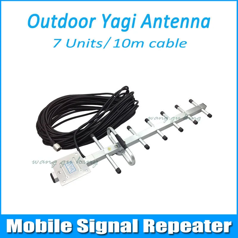 

824~960MHz 10 meters cable Outdoor antenna 7 Units Yagi Antenna for GSM900Mhz CDMA850Mhz cellphone signal repeater