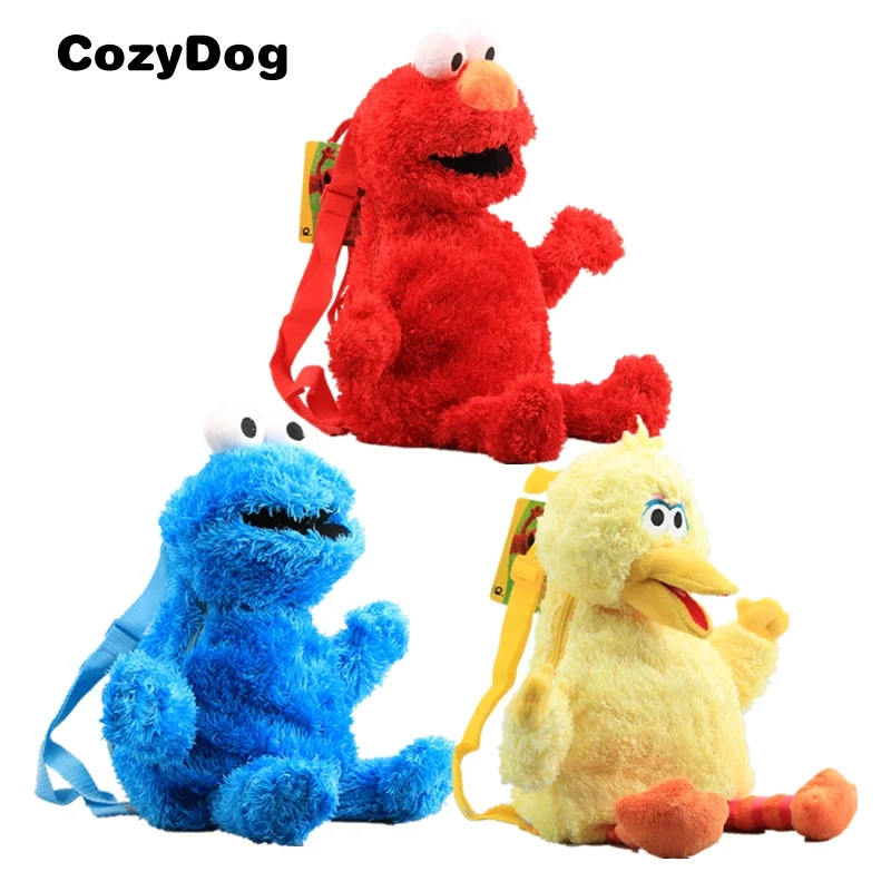 

46 CM 18'' Sesame Street Plush Stuffed Backpack Elmo Cookie Monster Big Bird Children's Shoulder Bag For Baby Kids Birthday Gift
