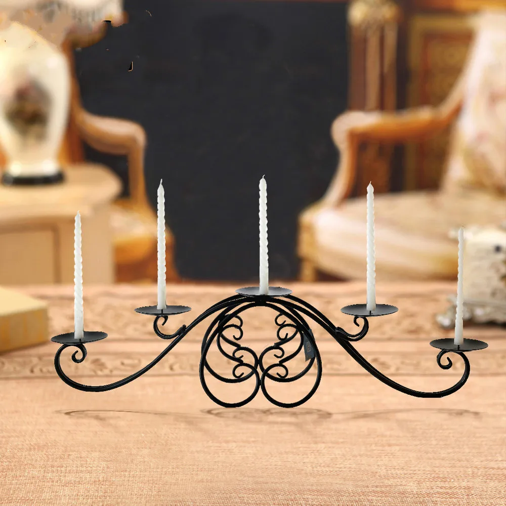 Three / Five HeadS European Classical Iron Candle Candlestick