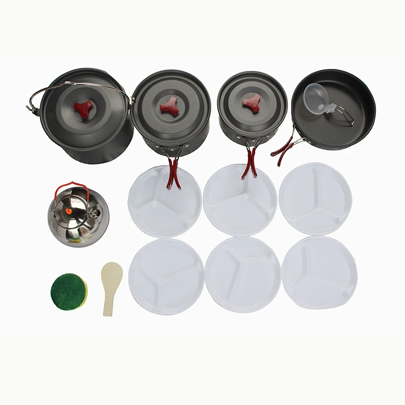 

BRS 6/8 people Outdoor Tableware Portable camping tableware cookware pot and pans kits Camping pan set Outdoor Camping cookware