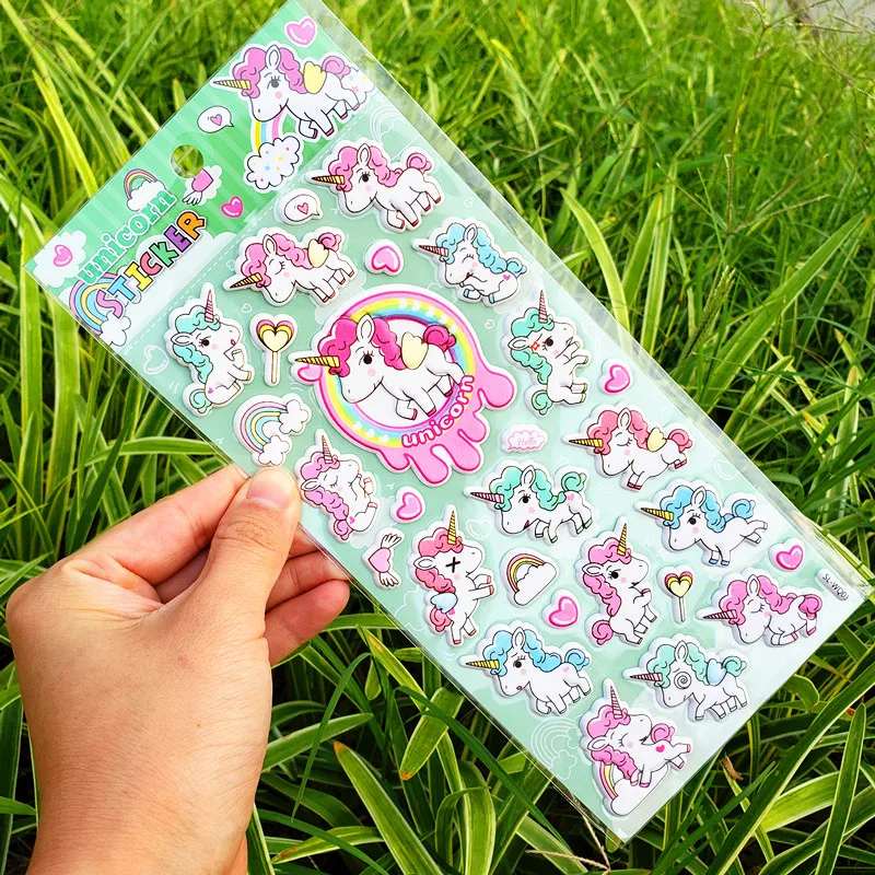 New Cute Unicorn Cartoon Waterproof Sticker 3D Decorative Stickers Scrapbooking Stick Label Diary Notebook Stickers Kids Toys E