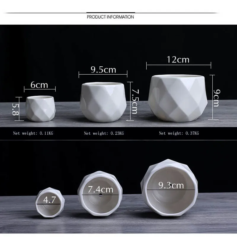 Креативный керамический Алмазный геометрический цветочный горшок простой суккулентный контейнер для растений зеленые кашпо маленькие бонсай горшки украшение дома