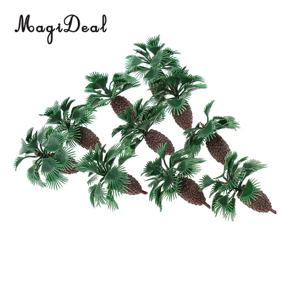 MagiDeal 10Pcs Plastic Palm Tree Model Train Track Street Railway Park Garden Scenery Miniature Scene Model Building Prop 5cm
