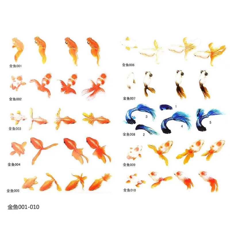 

10 Sheets Blue Gold Fish UV Resin Stickers Fit Silicone Mold DIY Micro Landscape