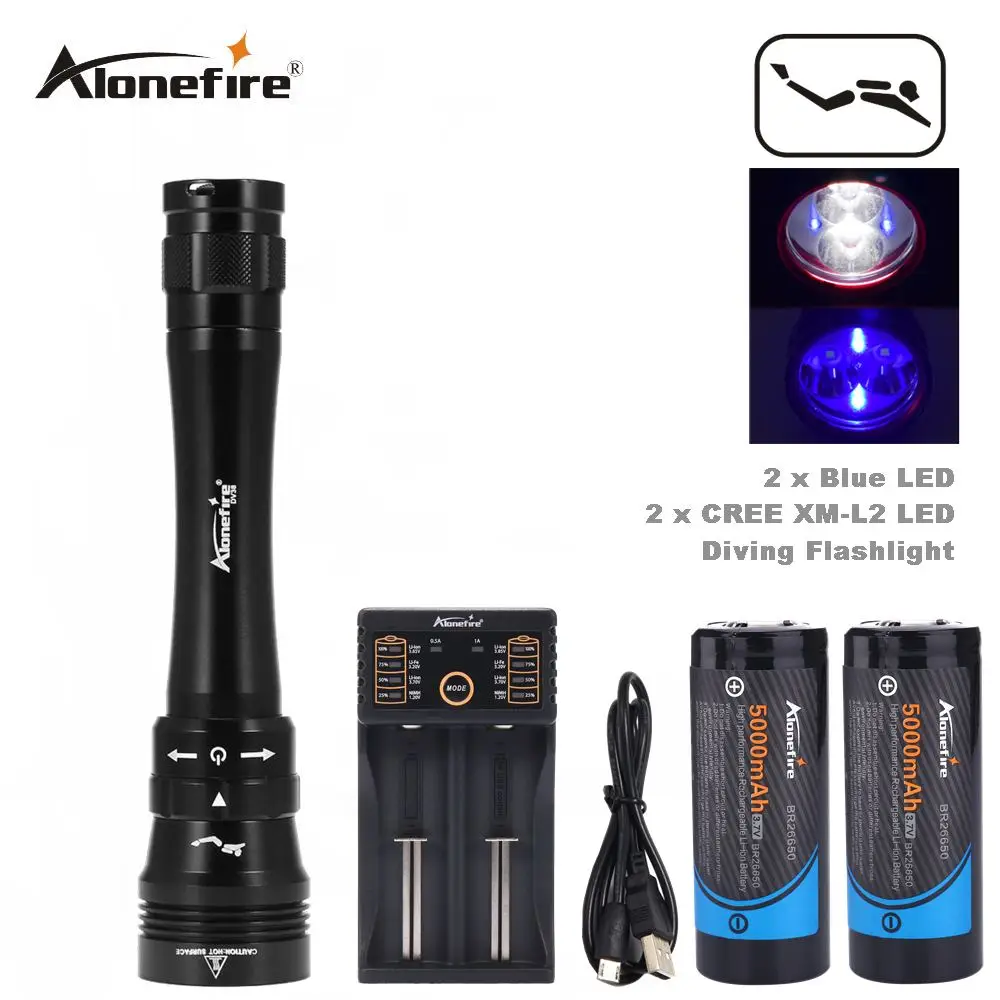 

AloneFire DV38 26650 Diving Flashlight XML L2 LED Underwater Waterproof Diver Diving Torch Flash light Lamps
