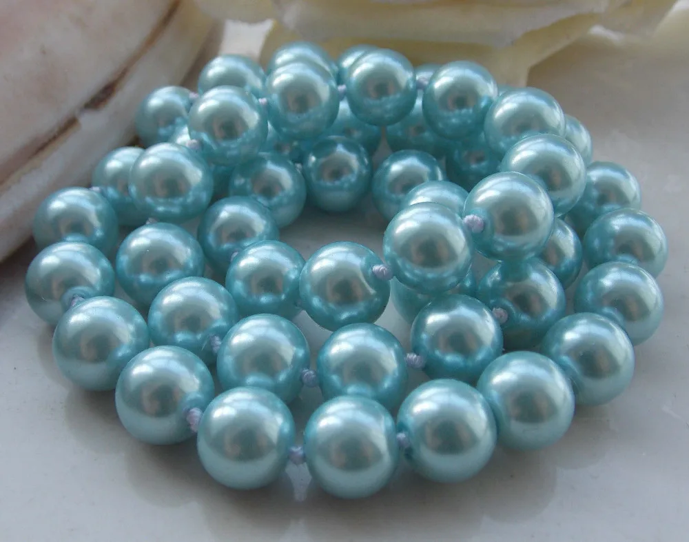 

Горячая Распродажа, новый стиль, благородное, 10 мм, цвет голубой, жемчуг, ракушка, Жемчужное круглое ожерелье 18 дюймов