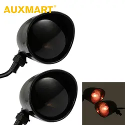 Auxmart 2 шт. мотоцикл световой сигнал поворота в дневное время лампы 2,5 дюймовый Стиль спереди козырек с объективом дыма DC12V