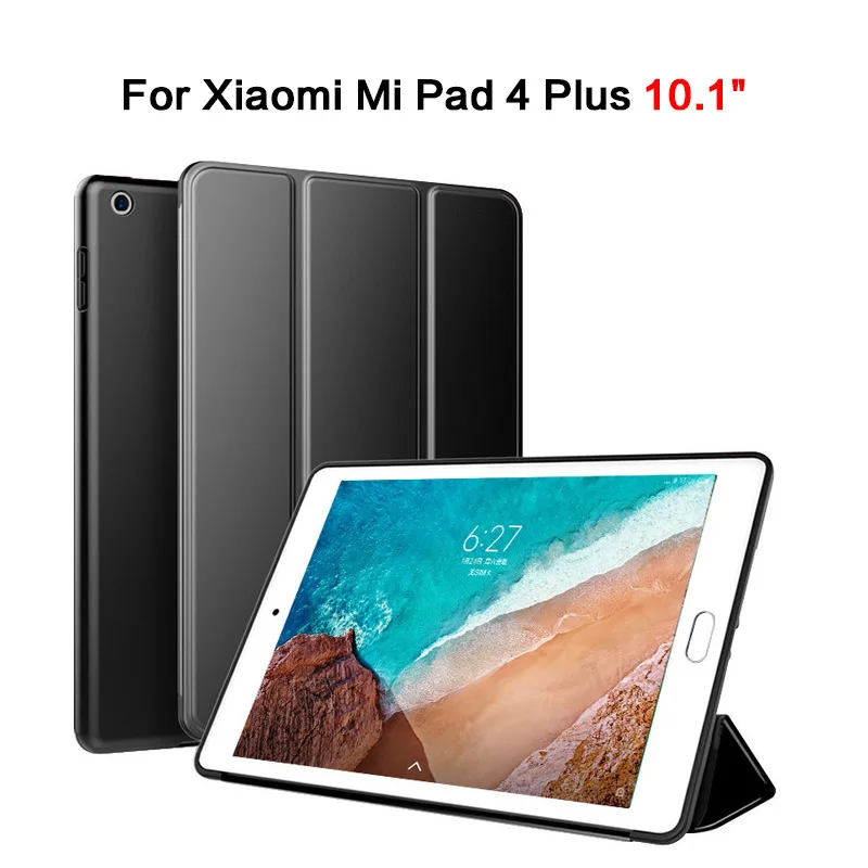Для Xiaomi mi Pad 4 Plus чехол 10,1 ''кожаный смарт-чехол с подставкой жесткая задняя крышка для mi Tablet 4 Plus с автоматическим выключением/пробуждением противоударный