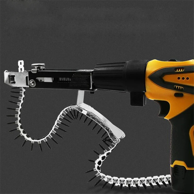 Automatic Chain Nail Gun Adapter Screw Gun for Electric Drill Woodworking Cordless Power Drill Attachment