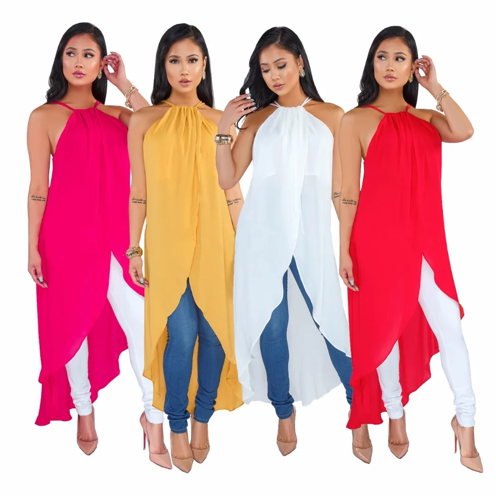 

New women's dress sexy causal asymmetrical halter ruffles summer dress yellow white red European and American style for ladies