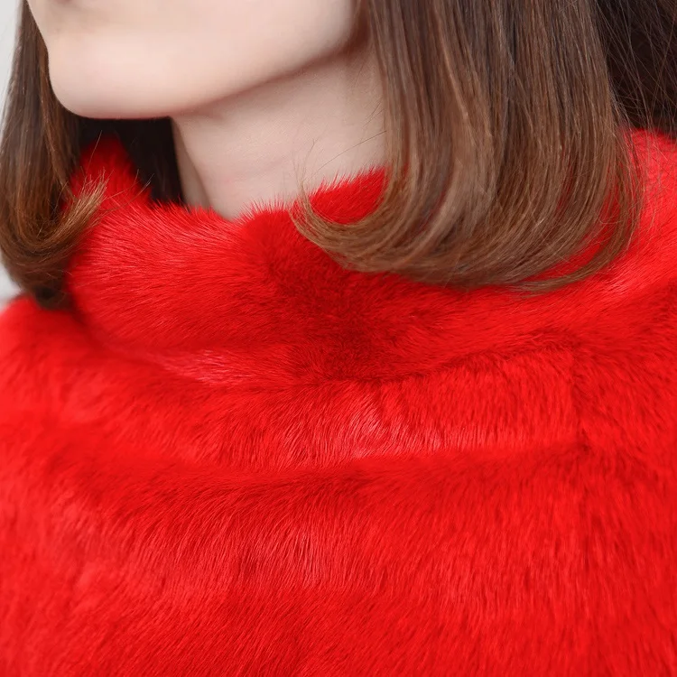 luxury brand genuine natural mink fur poncho coat (12)