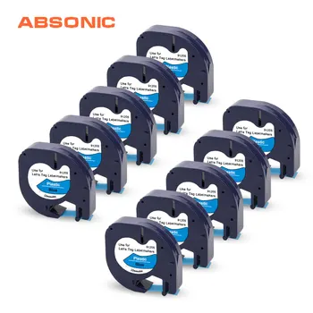 

Absonic Compatible Dymo Letratag Plastic Tape 91205 Black on Blue 91335 91225 59426 Tag Printer Label Maker Typewriter LT-100H