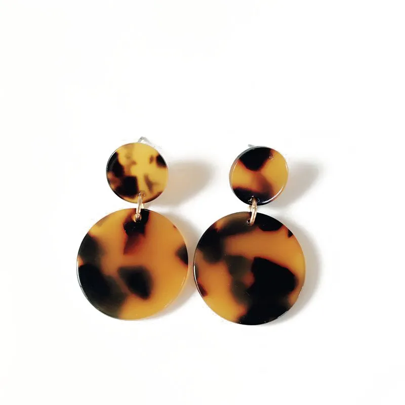 

Free Shipping Sweet Design Tortoise Round Resin Leopard Print Stud Earring
