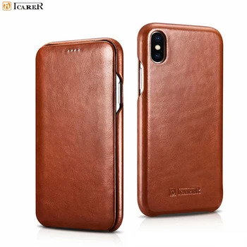 

iCarer Genuine Leather Case For iPhone X Xs Max XR Vintage Flip Phone Cover For iPhone 8 7 Plus 6s 6 Cowhide Leather Case Coque