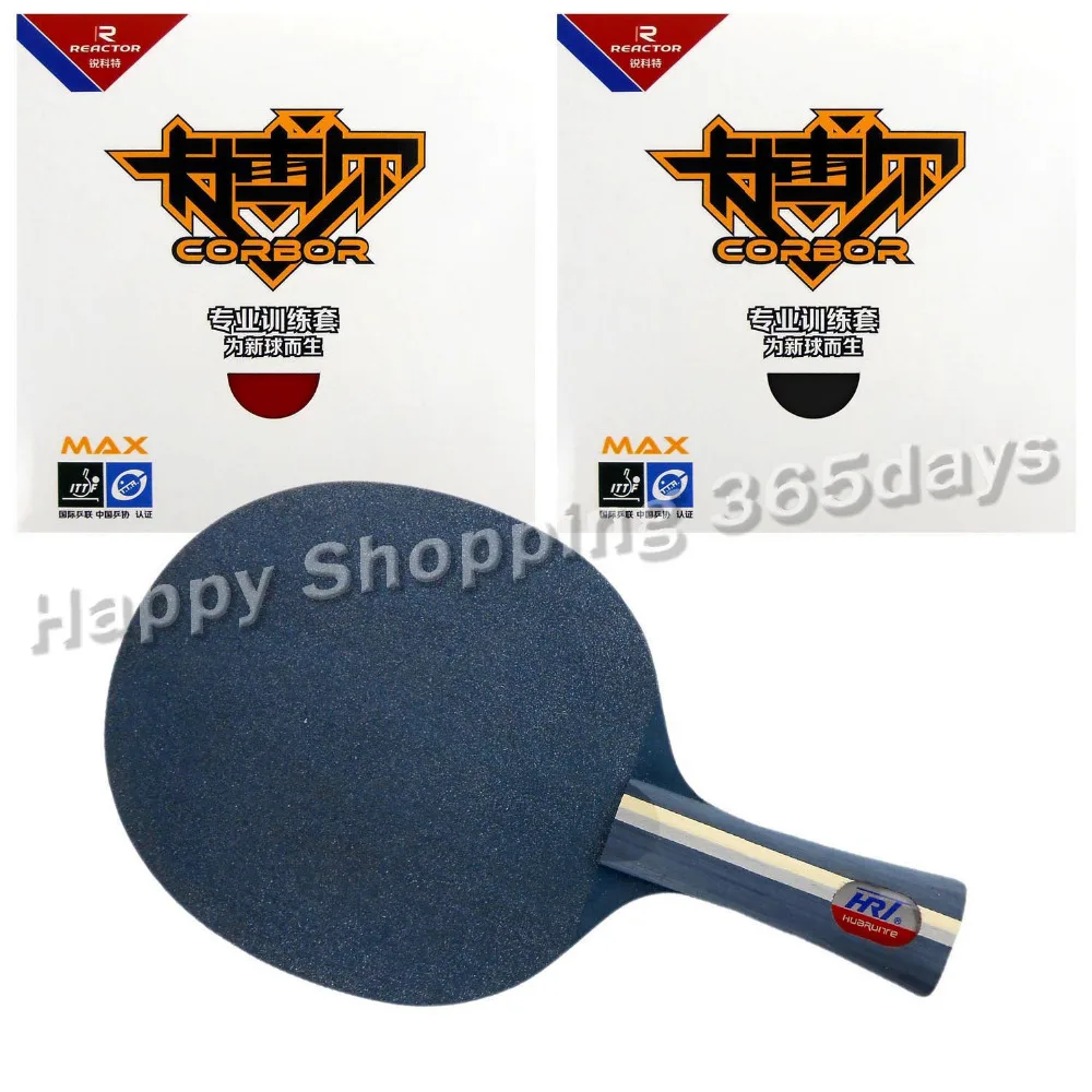 Pro Table Tennis Racket HRT Blue Crystal Blade with 2x Reactor Corbor professional training