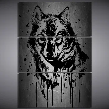 

3 Panel Canvas Painting Wolf Picture Black And White HD Posters And Prints Canvas Painting For Living Room Scandinavian Decor