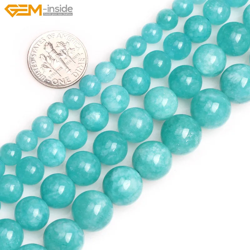 

Gem-inside 6-12mm Round Blue Jade Natural Stone Loose Beads For Jewelry Making Beads 15 inch DIY Beads New Hot!!