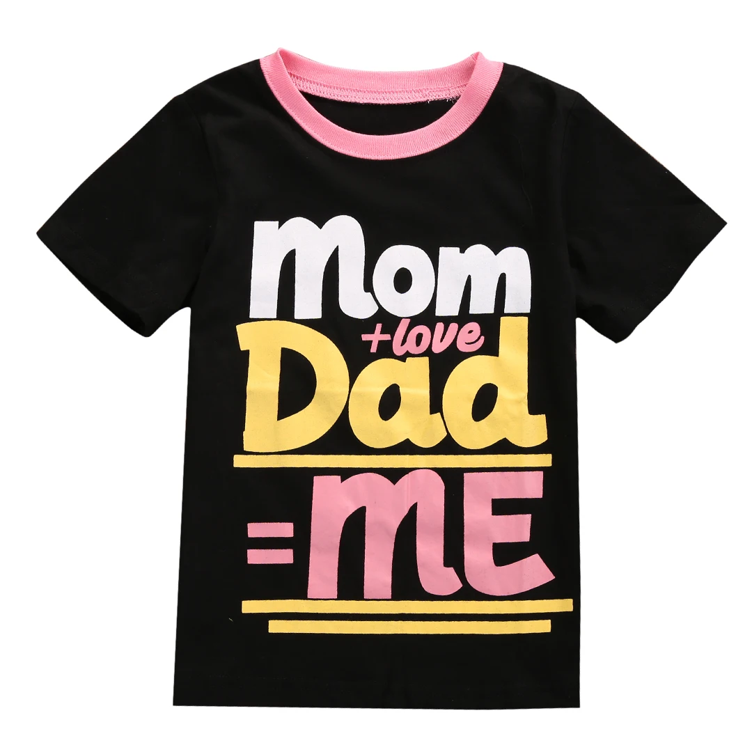 

2017 Love Papa Mama Printed  Summer Tee Tops Boys Girls Short Sleeve Cotton T Shirt Tops
