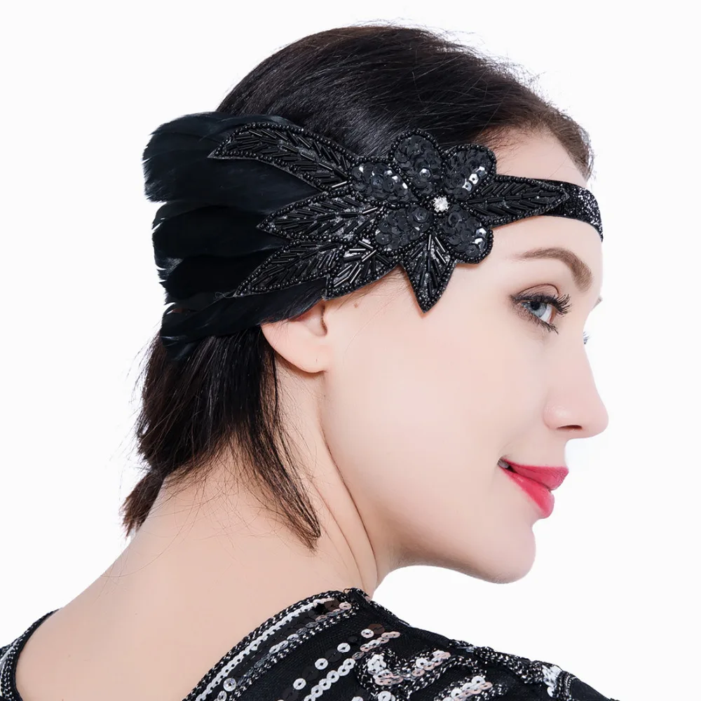 

Vintage 1920s Flapper Headpiece Women's 20s Great Gatsby Hairband 20s Fancy Dress Hair Accessory for Prom Theme Party