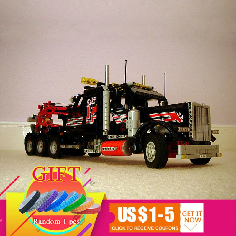 

20020 1877Pcs The Mechanical American Style Heavy Container Trucks set Building Block Bricks Compatible With 8258 lepin