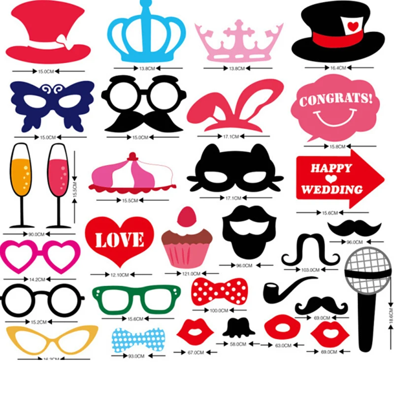 31pcs Photo Booth Props Funny DIY Hat Crown Mask Mustache Lips On A Stick Props Baby Shower Birthday Wedding Party Supplies (3)