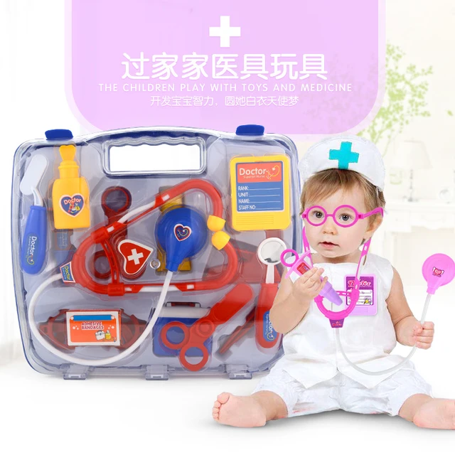 15Pcs/Set Doctor Toy for Children Pretend Play Doctor Nurse Toy Portable Suitcase Medical Kit Kids Educational Role Play toys 2