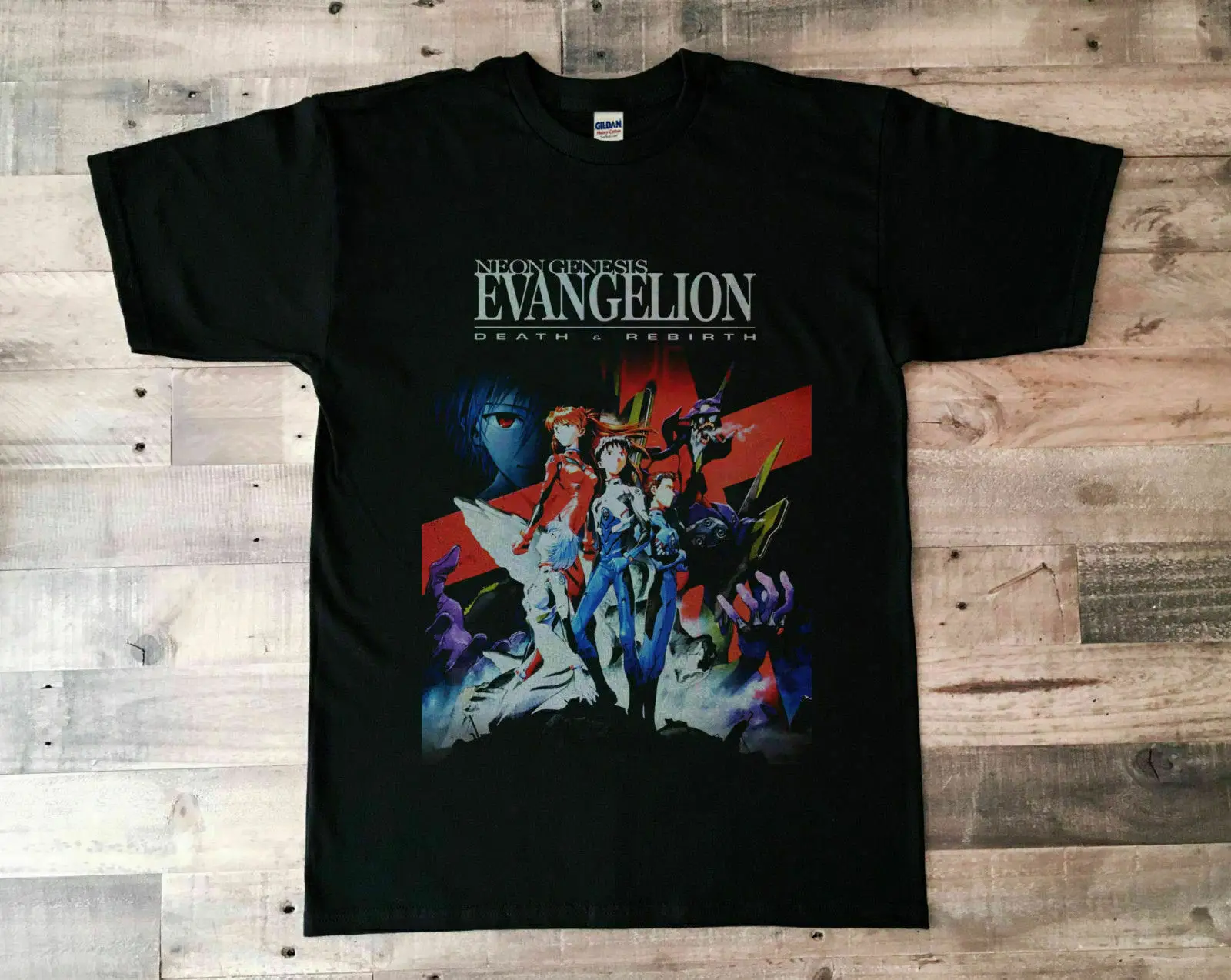 Винтаж Neon-Genesis-Evangelion-Death-Rebirth-1997-рубашка Animationanime Перепечатка GILDAN 2019 футболка с