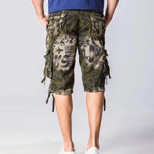 Летние мужские шорты в европейском и американском стиле, Свободные Комбинезоны с несколькими карманами, камуфляжные мужские шорты с леопардовым принтом в стиле милитари, B549